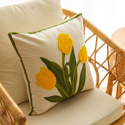 HomeTod™ Embroidered Tulip Pillow Cases