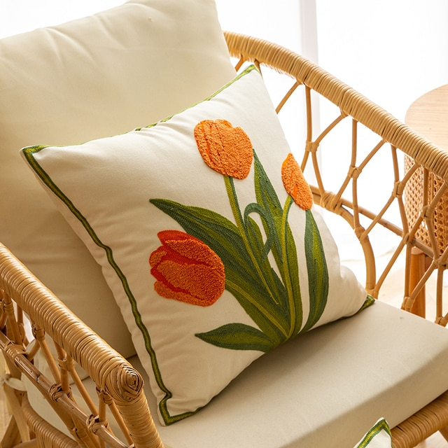 HomeTod™ Embroidered Tulip Pillow Cases