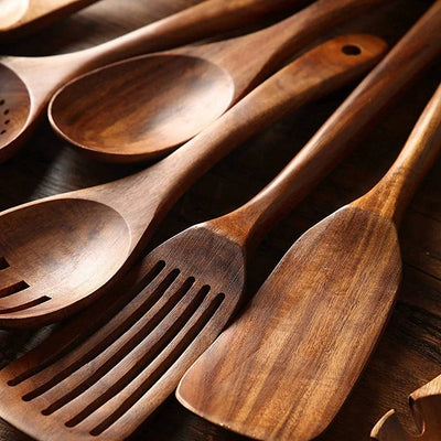 HomeTod™ Teak Wood 7 Piece Utensil Set