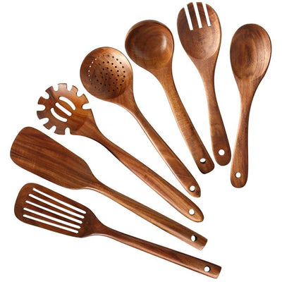 HomeTod™ Teak Wood 7 Piece Utensil Set