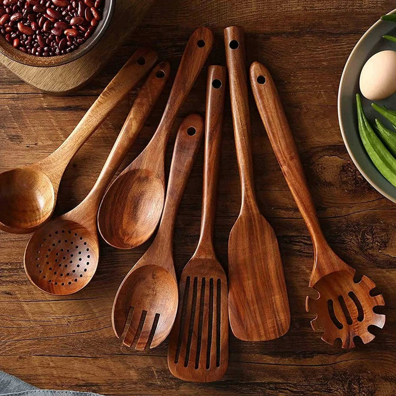 HomeTod™ Teak Wood 7 Piece Utensil Set